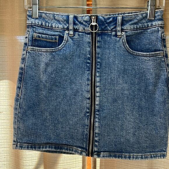 Garage jean‎ skirt misses P/S juniors cotton zipper front mini pockets blue - Picture 1 of 8